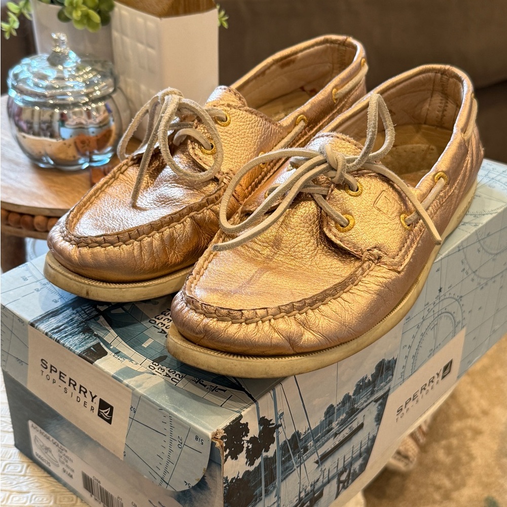 Sperry Metallic Rose Gold Boat Shoes